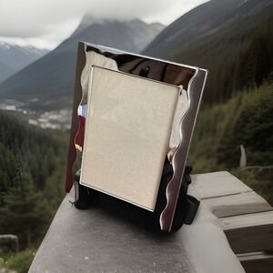 Burnes Of Boston  5 x 7 Picture Photo Frame Chrome and Gunmetal Gray Wavy‎